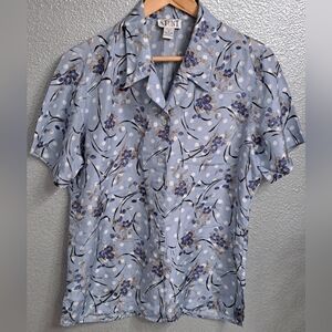 Stunt 100% Silk Short Sleeve Blouse   Size M